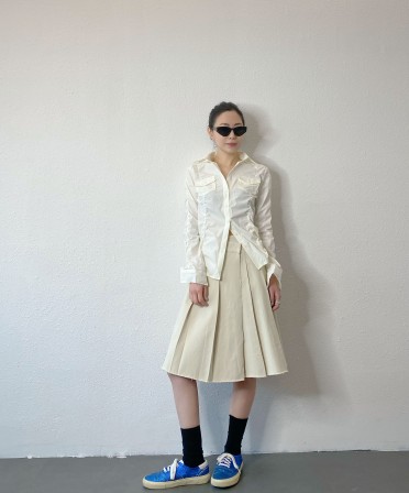 Beige Pleated Skirt #250220